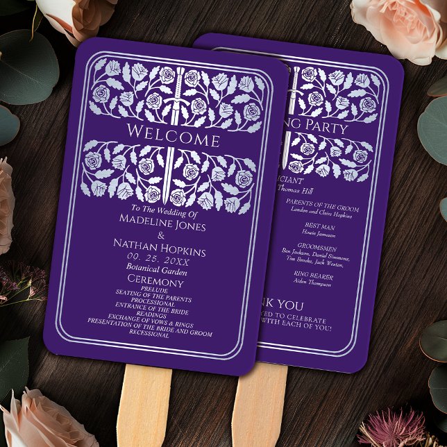 Purple Mediaeval Silver Sword Royal Wedding Progra Hand Fan (Creator Uploaded)