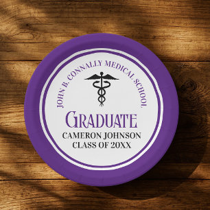 Purple Medical School Graduation Party Customised Paper Plate