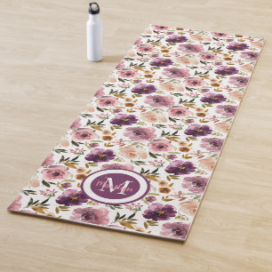 Purple Meditation Watercolor Flower Floral Yoga Ma Mat