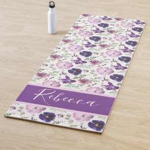 Purple Meditation Watercolor Flower Floral Yoga Ma Mat