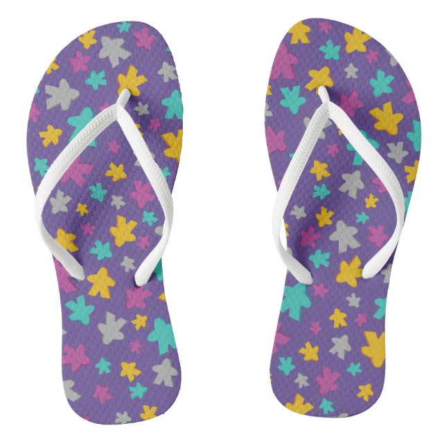 Purple Meeple Board Game Pattern Jandals (Footbed)