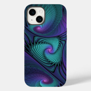 Purple Meets Turquoise Modern Abstract Fractal Art Case-Mate iPhone 14 Case