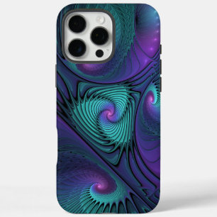 Purple meets Turquoise modern abstract Fractal Art iPhone 16 Pro Max Case