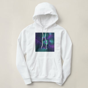 Purple meets Turquoise modern abstract Fractal Art Hoodie