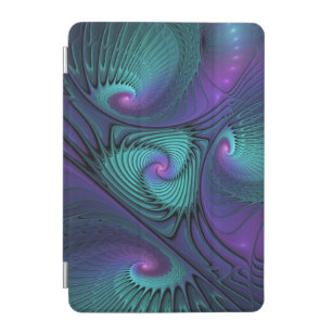 Purple meets Turquoise modern abstract Fractal Art iPad Mini Cover