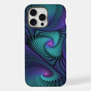 Purple Meets Turquoise Modern Abstract Fractal Art iPhone 15 Pro Max Case