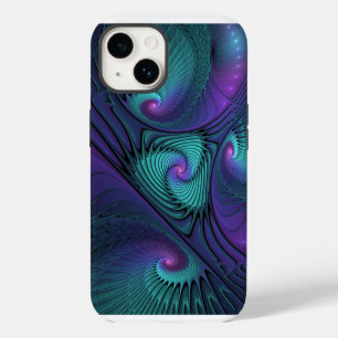 Purple Meets Turquoise Modern Abstract Fractal Art iPhone 14 Case