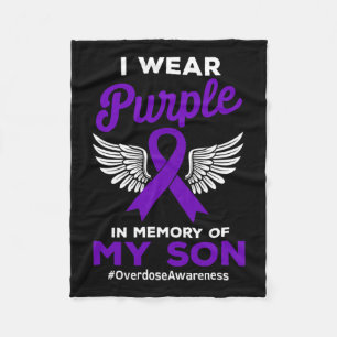 Purple Memory Of My Son Overdose Quote Awareness Fleece Blanket