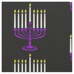 purple menorah hanukkah fabric