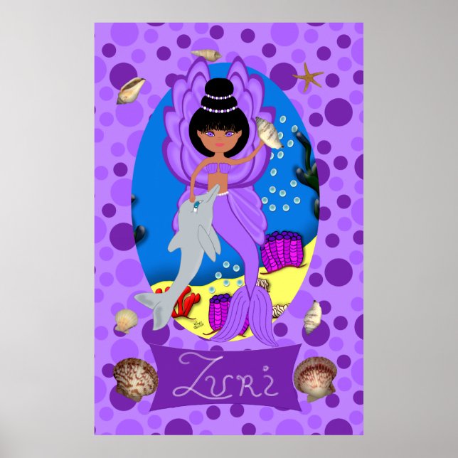 Purple Merfaery and Dolphin Print (Front)
