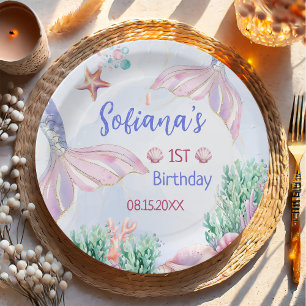 Purple Mermaid 1st Birthday Oneder the Sea Paper Plate
