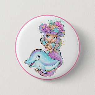 Purple Mermaid 6 Cm Round Badge