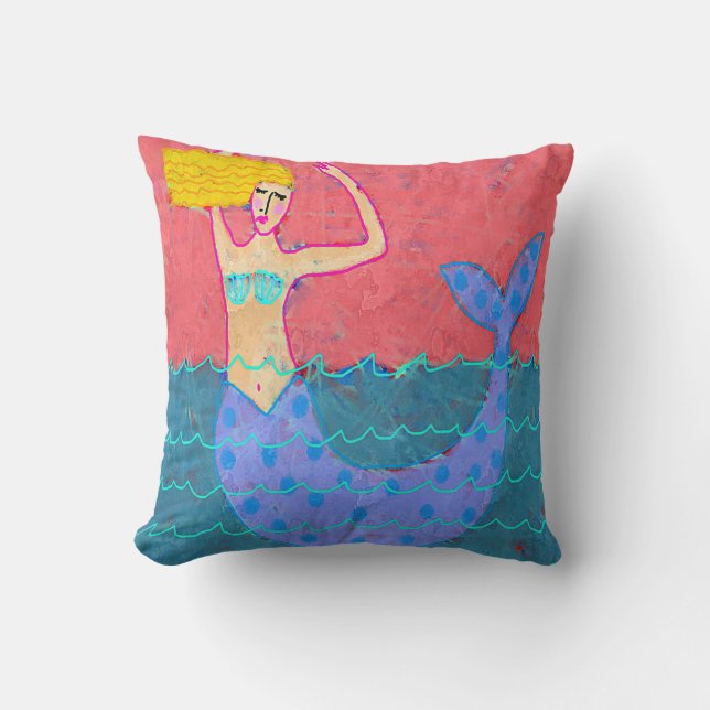 Purple Mermaid Abstract Art Cushion (Front)