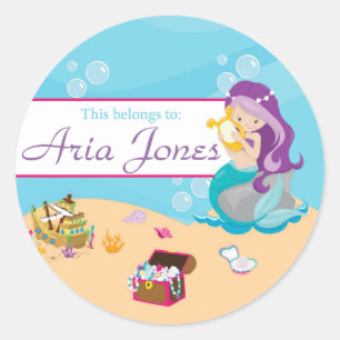 Purple Mermaid Back to School Sticker