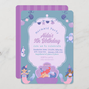 Purple Mermaid Birthday Invitation