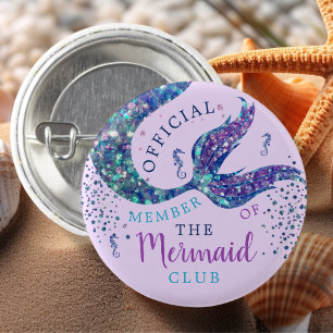 Purple Mermaid Birthday Party Favour Button