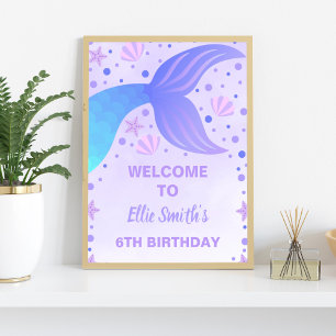 Purple Mermaid Birthday Party Welcome Sign