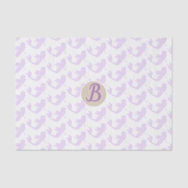 Purple Mermaid Custom Personalised Monogram Party Tissue Paper (Front)