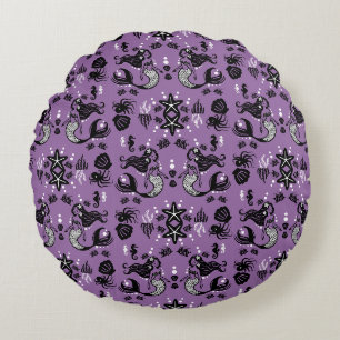 Purple Mermaid Fantasy Round Cushion