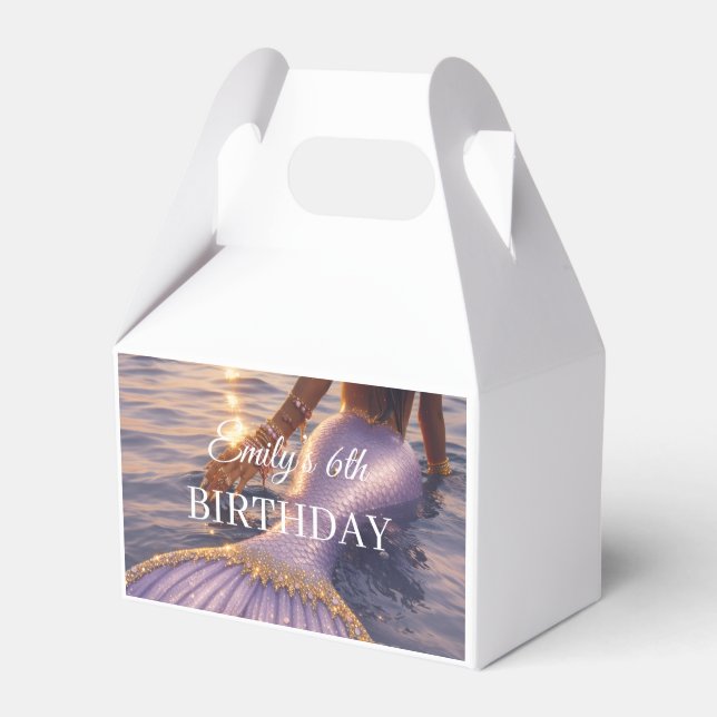 purple mermaid favour boxes  || customisable  (Front Side)