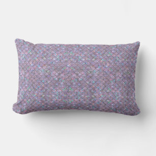 Purple Mermaid Fish Scales Holographic Elegant Lumbar Cushion