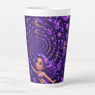 Purple Mermaid Gem Spiral Fantasy Art Latte Mug