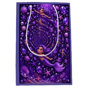 Purple Mermaid Gem Spiral Fantasy Art Medium Gift Bag
