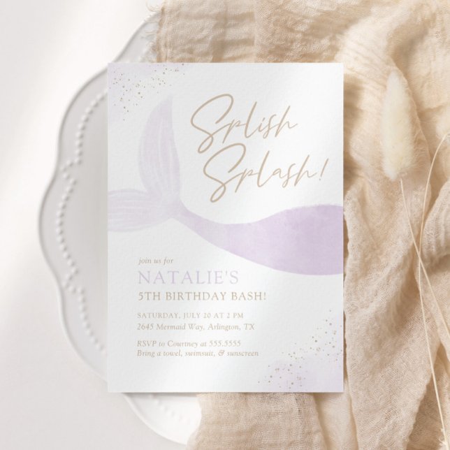 Purple Mermaid Girl Birthday Party Invitation (Creator Uploaded)