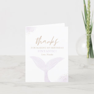 Purple Mermaid Girl Birthday Party Thank You Card