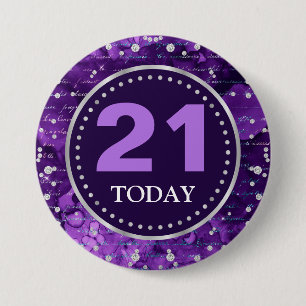 Purple Mermaid Letters Pattern & Glitter Birthday 7.5 Cm Round Badge