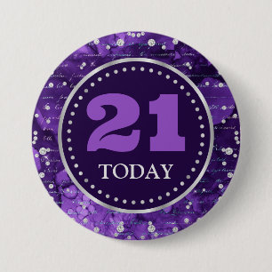 Purple Mermaid Letters Pattern & Glitter Birthday 7.5 Cm Round Badge