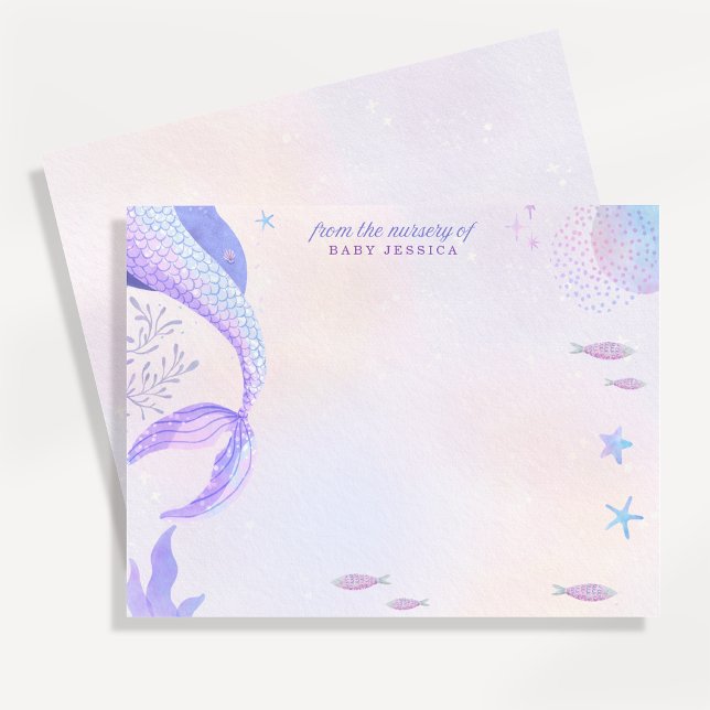 Purple Mermaid Nursery Note Card (Creator Uploaded)