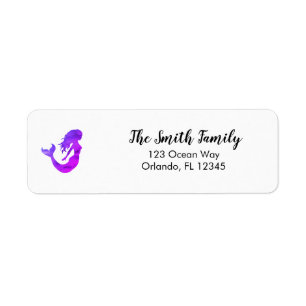 Purple Mermaid Painting Return Address Label