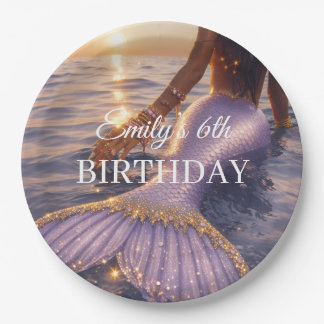 purple mermaid paper plates || customisable 