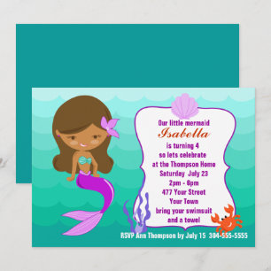 Purple Mermaid Pool Party Invitation