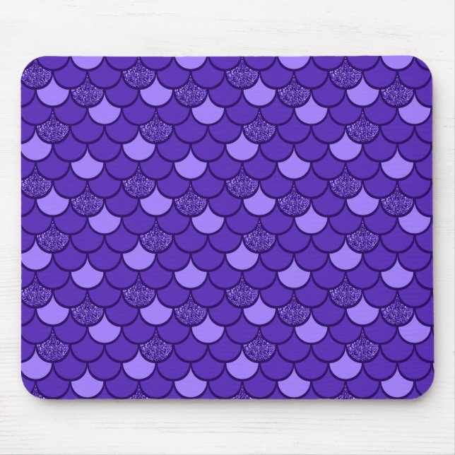 Purple mermaid scale with glitter effect mouse pad (Front)
