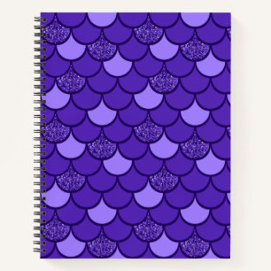 Purple mermaid scale with glitter effect notebook