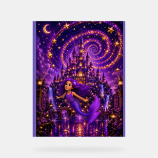 Purple Mermaid Star Spiral Fantasy Castle Art | Ma Acrylic Sign