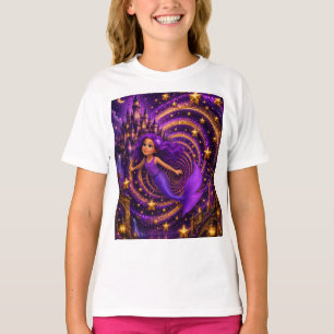 Purple Mermaid Star Spiral Fantasy Castle Art Ma T-Shirt