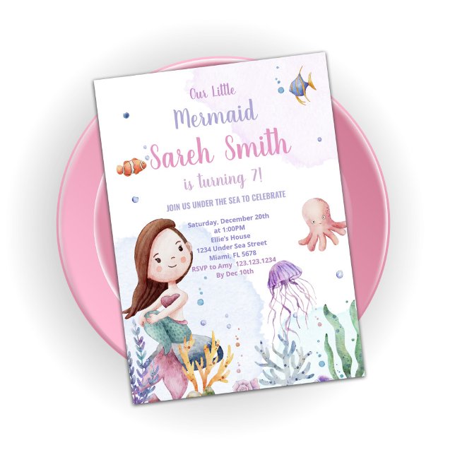 Purple Mermaid Tail Birthday Invitations (Purple Mermaid Tail Birthday Invitations)