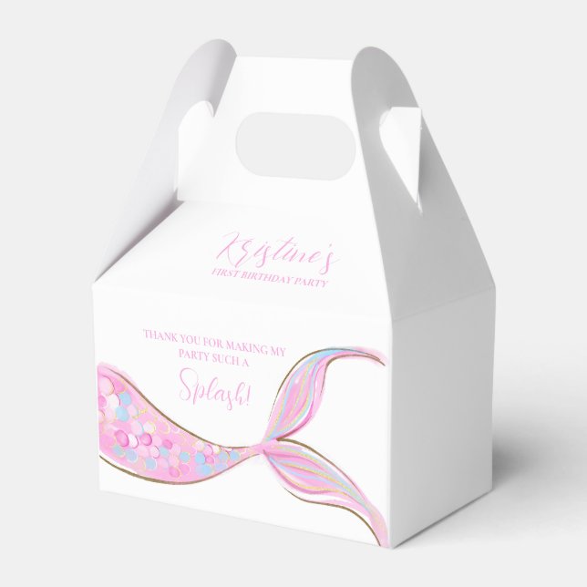 Purple Mermaid Tail Theme Birthday Favour Box (Front Side)