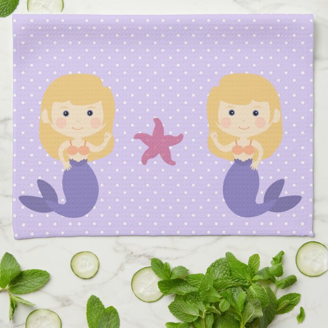 Purple Mermaid Tea Towel (Folded)