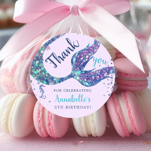 Purple Mermaid Thank You Favour  Classic Round Sticker