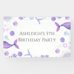 Purple Mermaid Themed Birthday Party  Banner