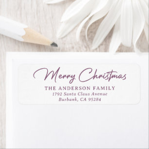 Purple Merry Christmas Return Address Labels