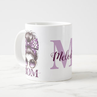 Purple Messy Bun Mum Wife Boss Large Coffee Mug