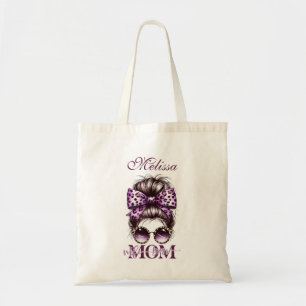 Purple Messy Bun Mum Wife Boss Tote Bag