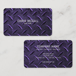 Purple Metal Texture Custom Construction Business Card