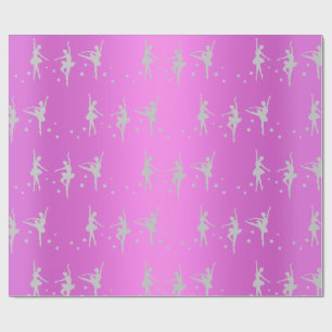 PURPLE METALLIC BALLERINA BIRTHDAY WEDDING WRAP WRAPPING PAPER