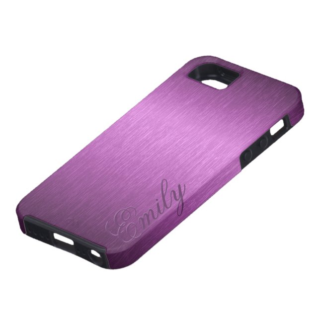 Purple Metallic Brushed Aluminium Look Monogram Case-Mate iPhone Case (Bottom)